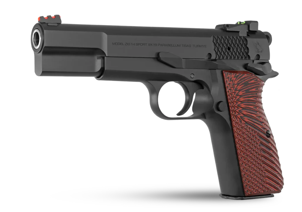 Pistolet TİSAŞ ZIG 14 Sport en 9x19 mm avec organes de visée fibres