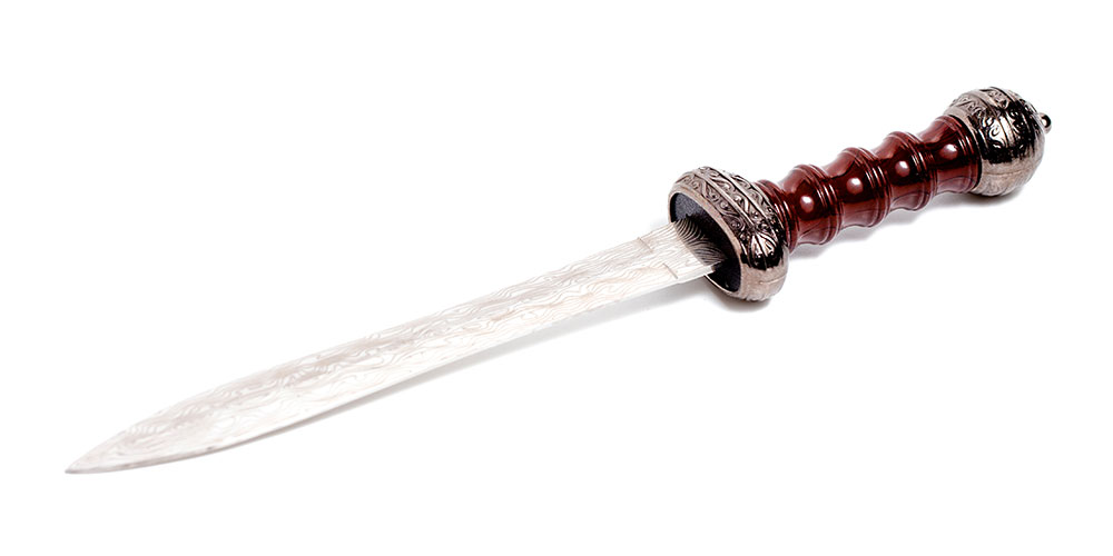 Épée de type gladius représentant une lame spear point de l'antiquité romaine.