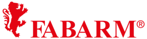 Logo de la marque Fabarm avec le lion stylisé en rouge à gauche et le nom FABARM en lettres capitales rouges à droite, sur fond blanc, représentant l'identité visuelle de la marque italienne de fusils.