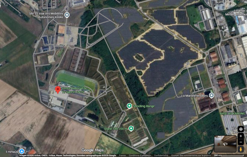 Vue aérienne du Centre National de Tir Sportif (CNTS) de Châteauroux, site d'accueil du Salon Tir Expo 2026