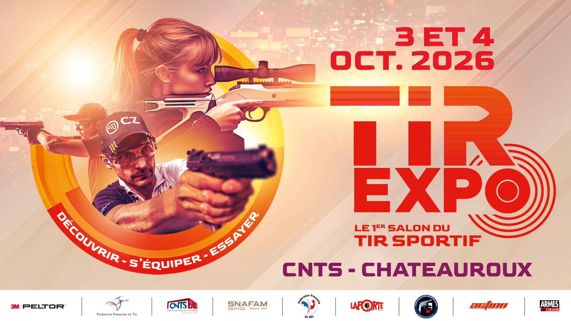 Affiche officielle du Salon Tir Expo 2026, premier salon dédié au tir sportif au CNTS de Châteauroux